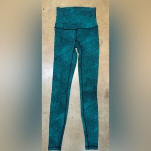 Womens Lululemon Wunder Under Full Length High Waist Leggings Black Green 4